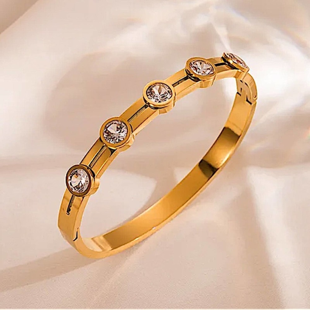 Gold Plated Zircon Bangle Bracelet